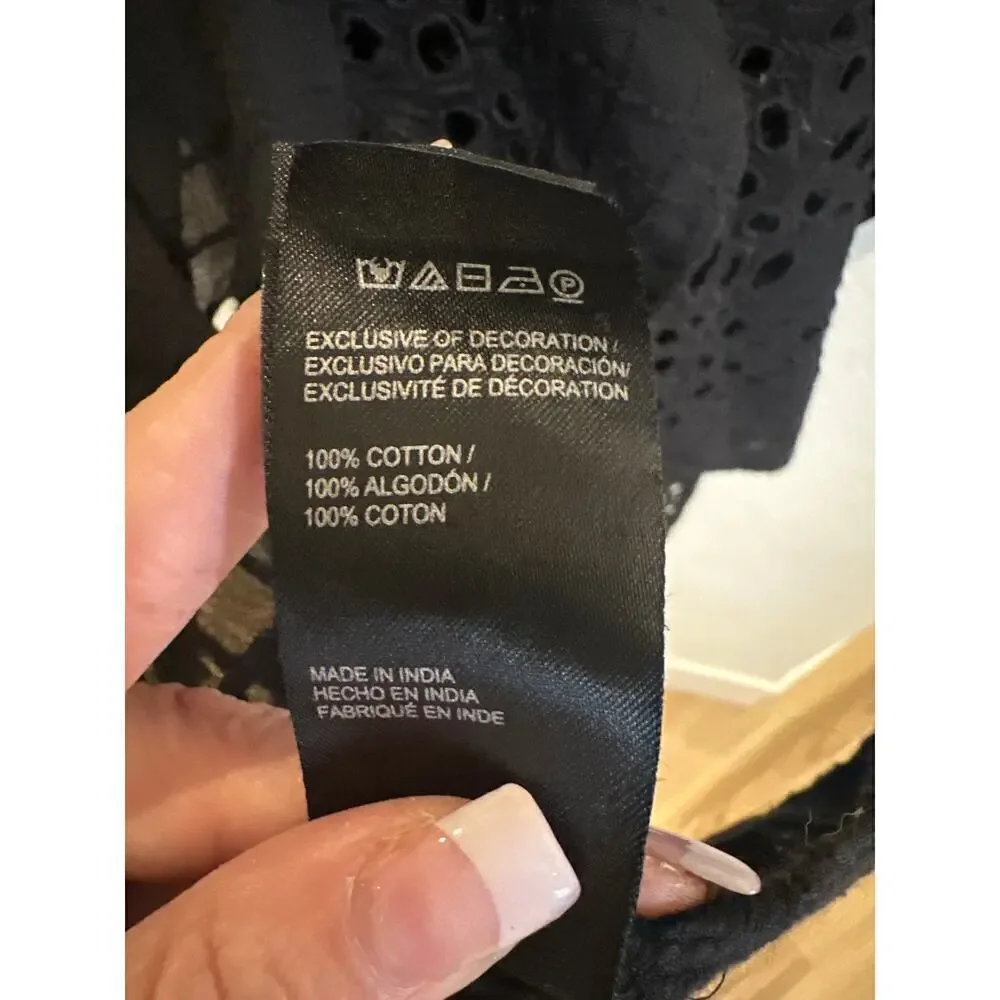 Anthropologie Kimono Black with eyelet details, one aize - Picture 9 of 9